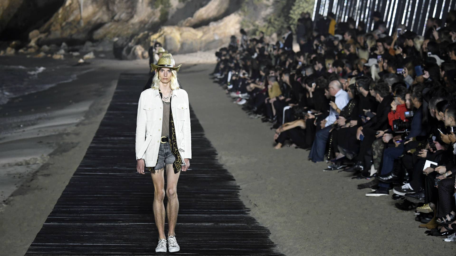Anthony Vaccarello Shows Bohemian Wares Against Crashing Malibu Waves for Saint Laurent Men's 2020