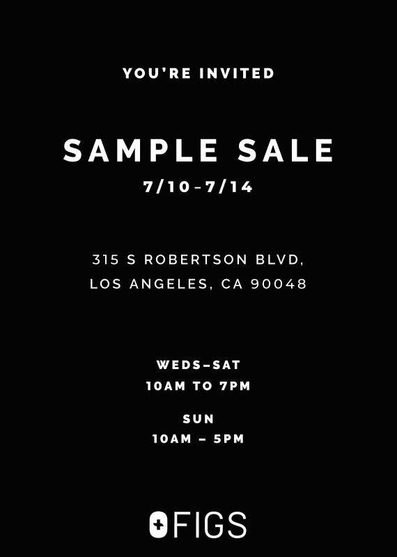 FIGS Sample Sale, July 10th - 14th, Los Angeles