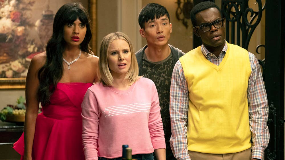 'The Good Place' Costume Designer Drops Easter Eggs into Eleanor's Sweatshirts and Jason's Tracksuits