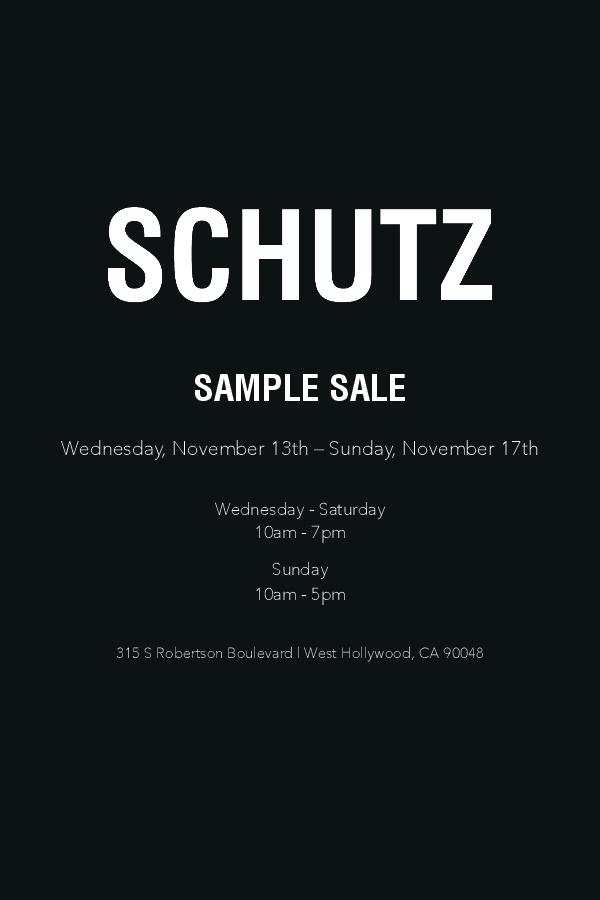 SCHUTZ SAMPLE SALE, 11/13 - 11/17, West Hollywood