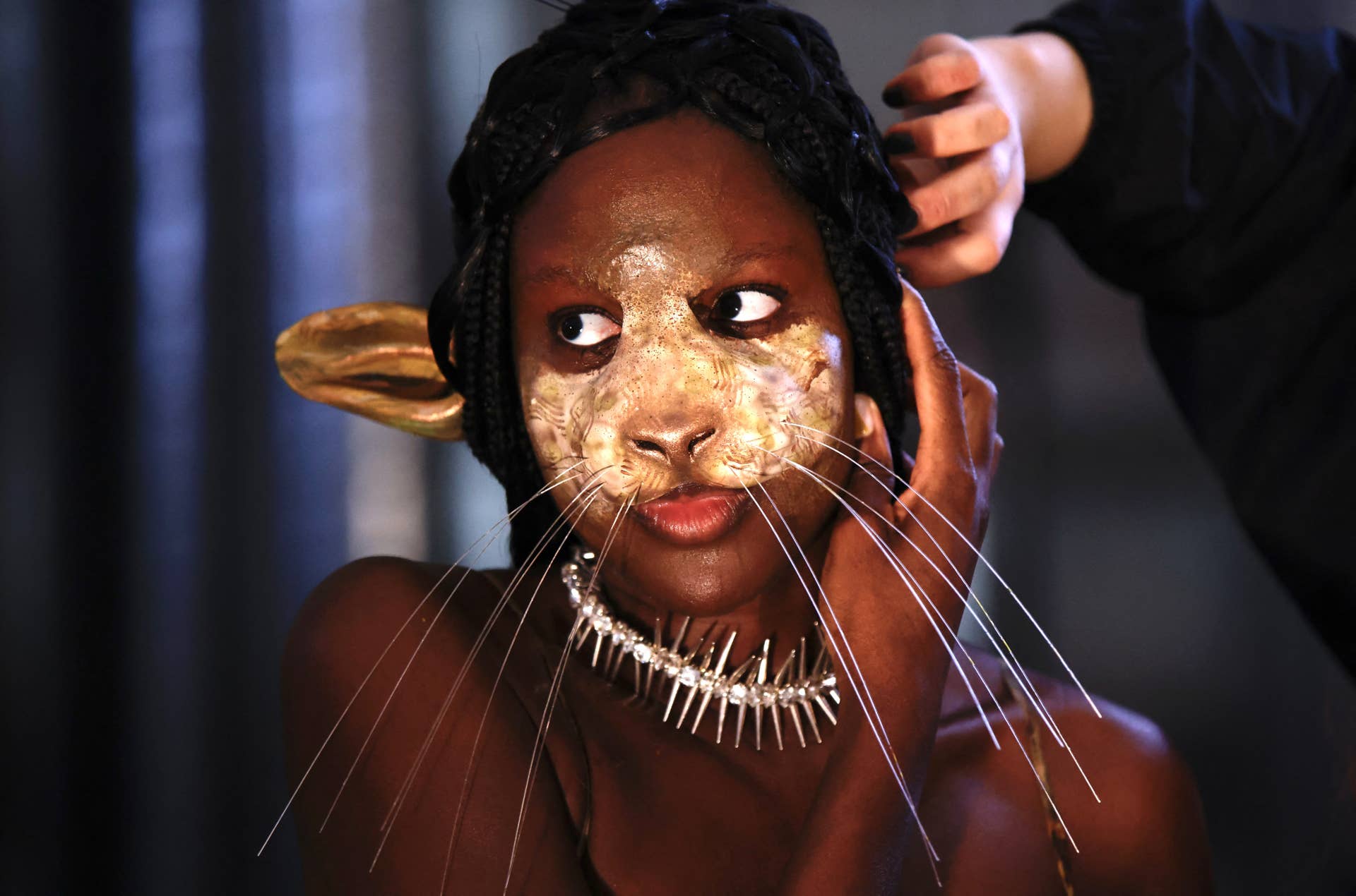 Collina Strada's Beauty Look Featured Bedazzled Pig Snouts and Horse-Inspired Hair