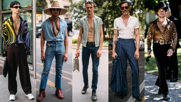 A Bit Of A Bare Chest Was A Street Style Hit At Milan Fashion Week Men