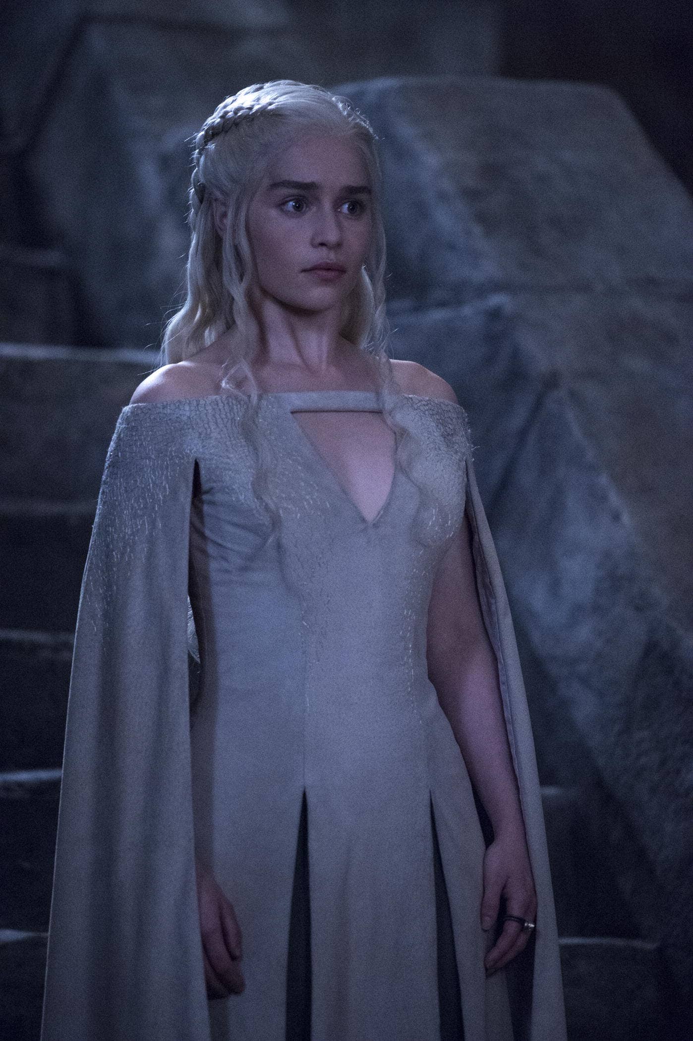 daenerys blue and white dress Cosplay Costume Game of Thrones White Daenerys Dragon Dress With Cape –  MJcostume main image 1