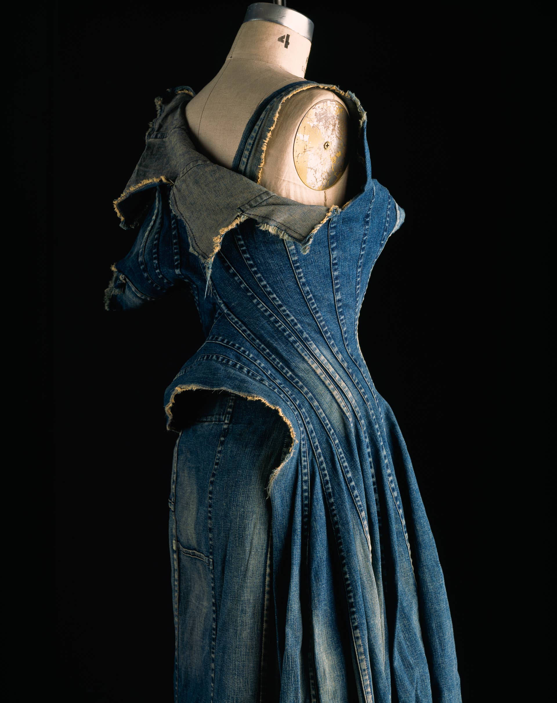 denim dress runway Unbleached Indigo Denim Sheath Dress