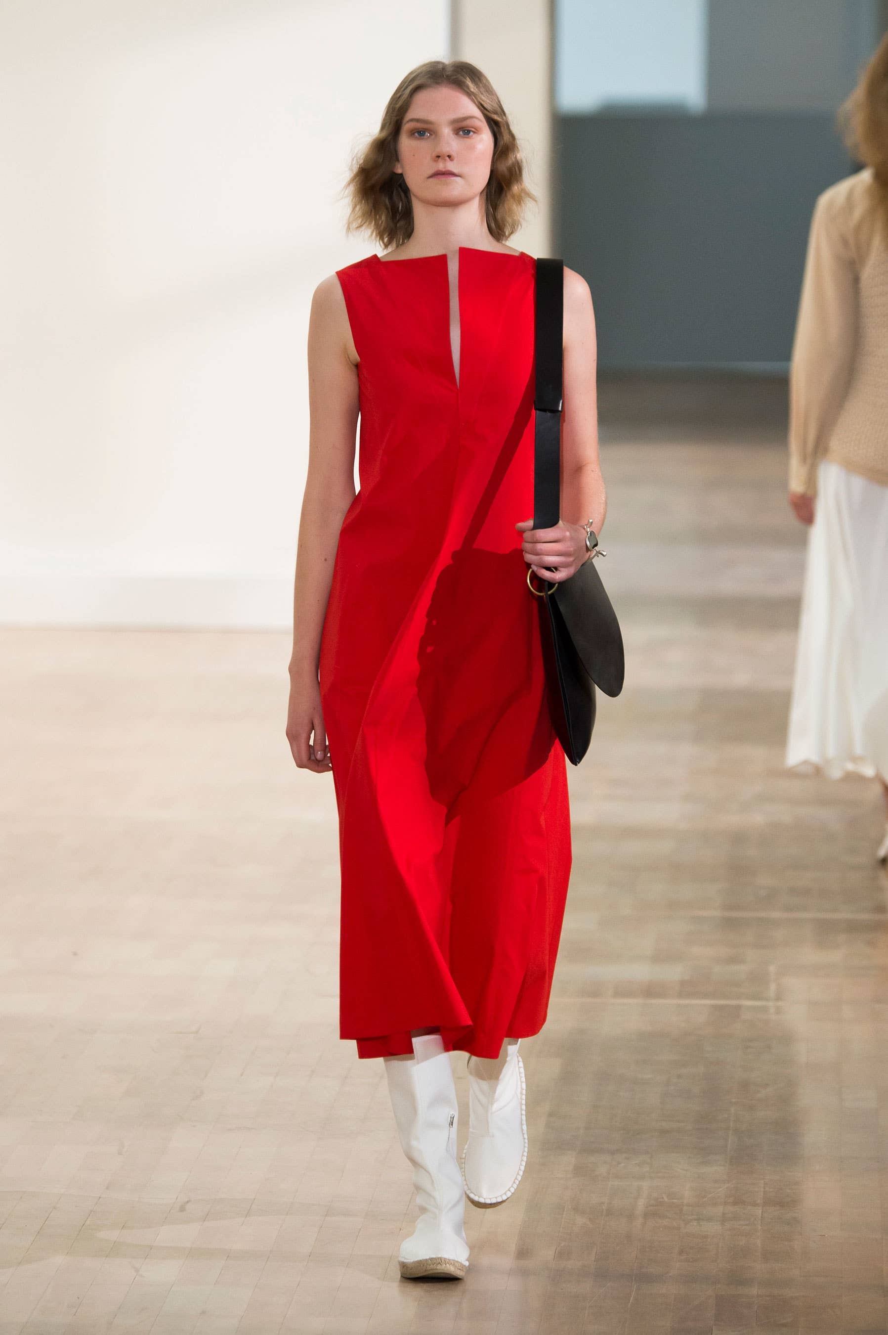 lemaire red dress Wool Midi Length Dress
