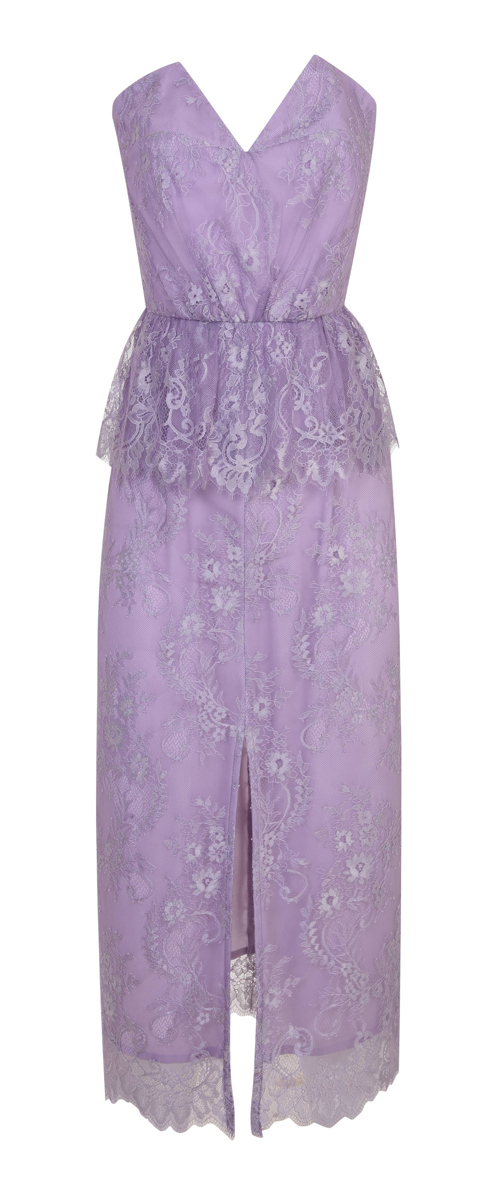 knee length dresses for ladies Topshop V Neck Lace Insert Midi Dress In Pink And Orange