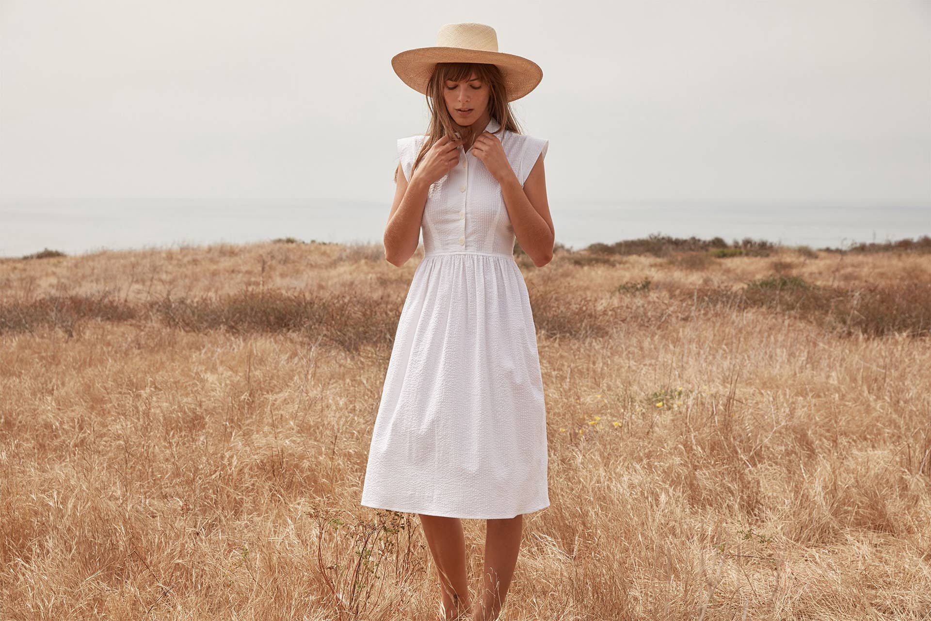 fashion union low back midi dress in spot Presley Linen U-Back Button Down Midi Dress in Linen White