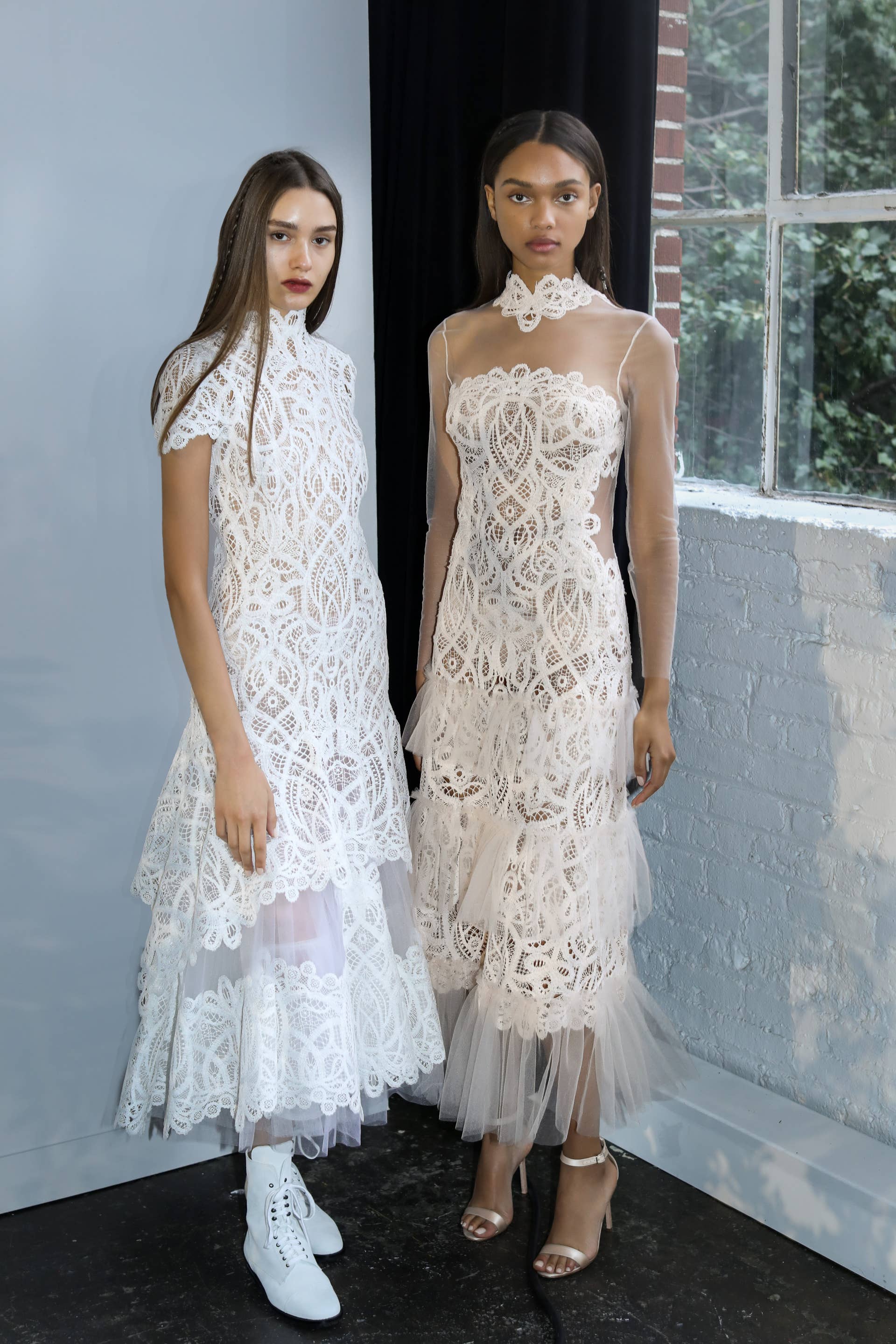 chinese dress ladies Lilianna Cotton Lace Midi Dress  SIMKHAI