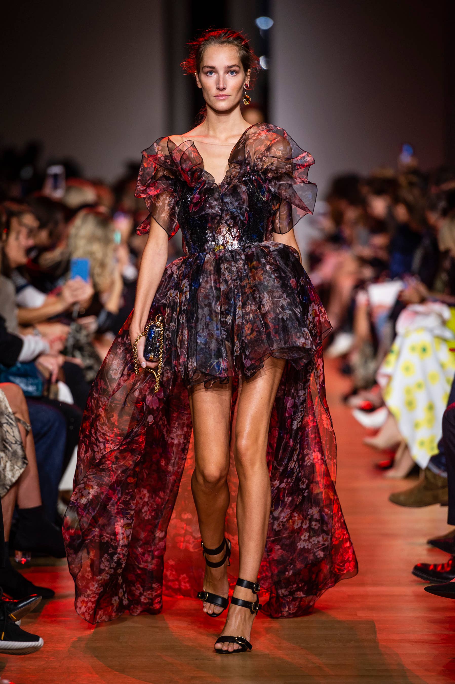open lace back dress Elie Saab Red Long Sleeve Evening Gown  luxury-24
