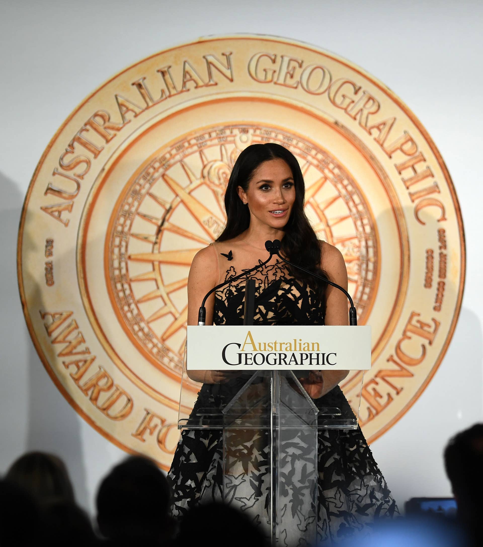 Meghan Markle Wore a Thing: Bird-Embellished Oscar de la Renta Gown in  Australia Edition - Fashionista