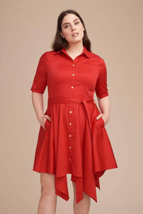 slim fit dress slacks Blue Striped Cotton Button-front Mini Shirt Dress main image 0