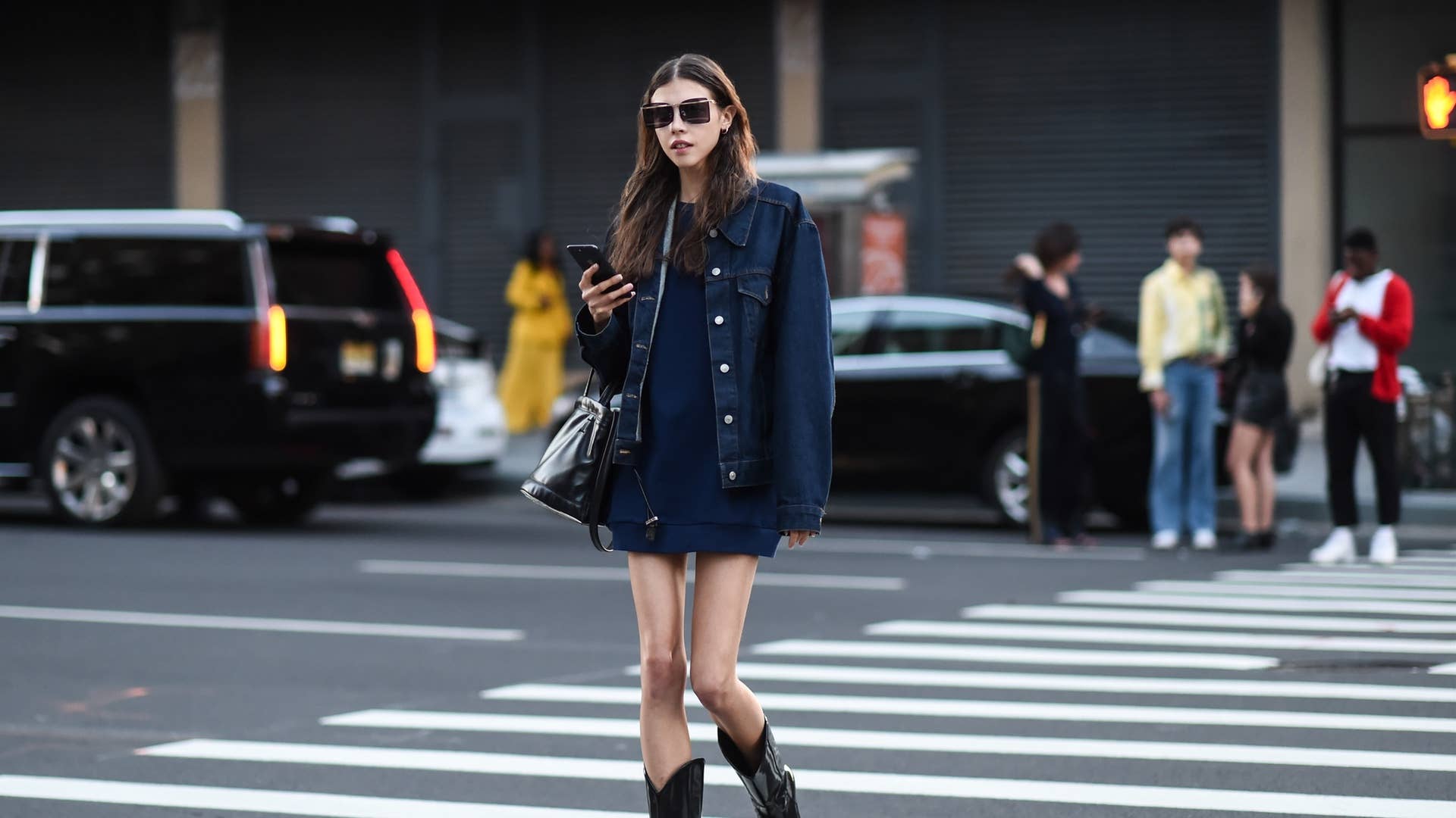 blue dress for baby girl She Says Black Crop Denim Jacket main image 1