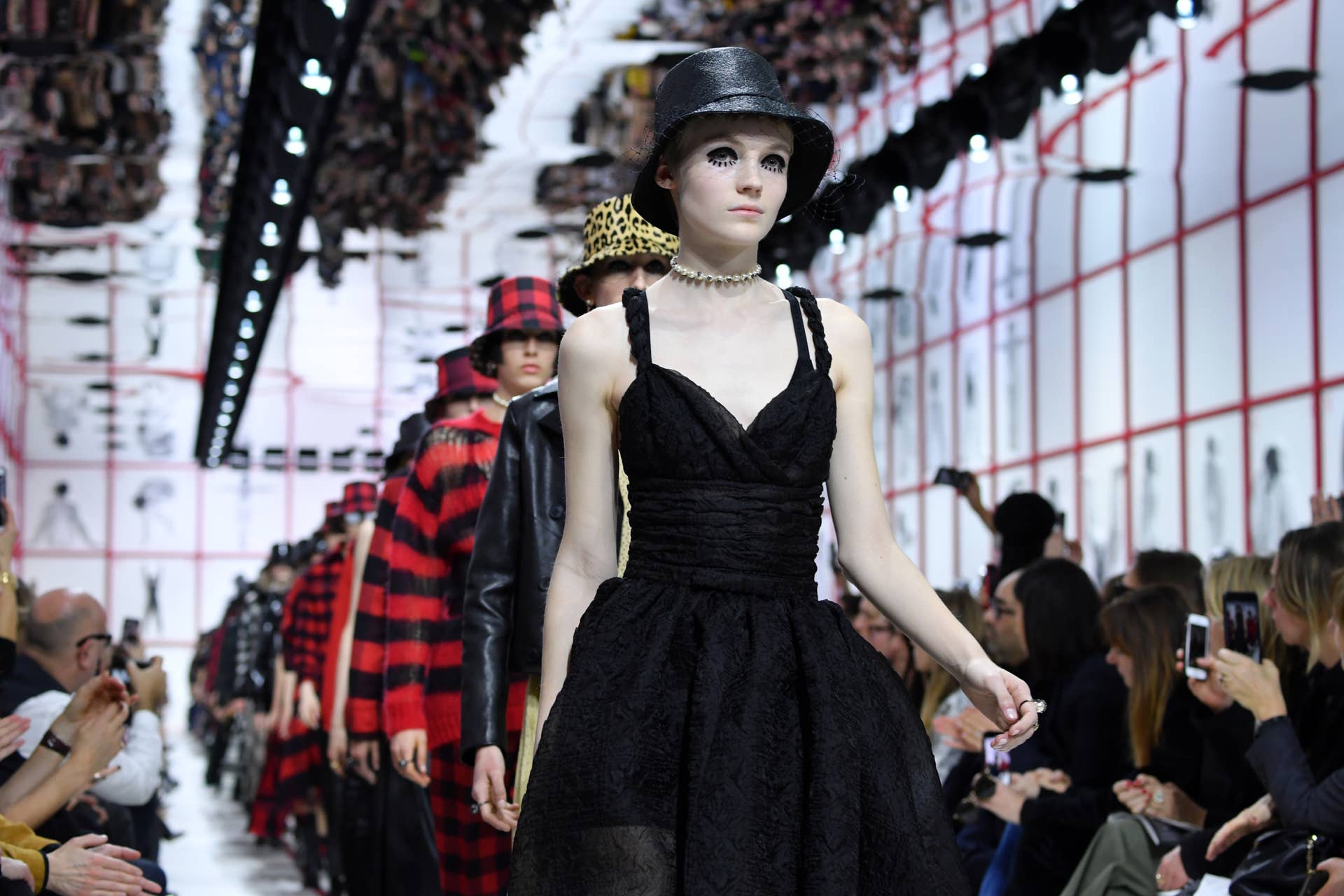 Dior Shows Its Own Version of Hat Hair and Doll Lashes for Fall