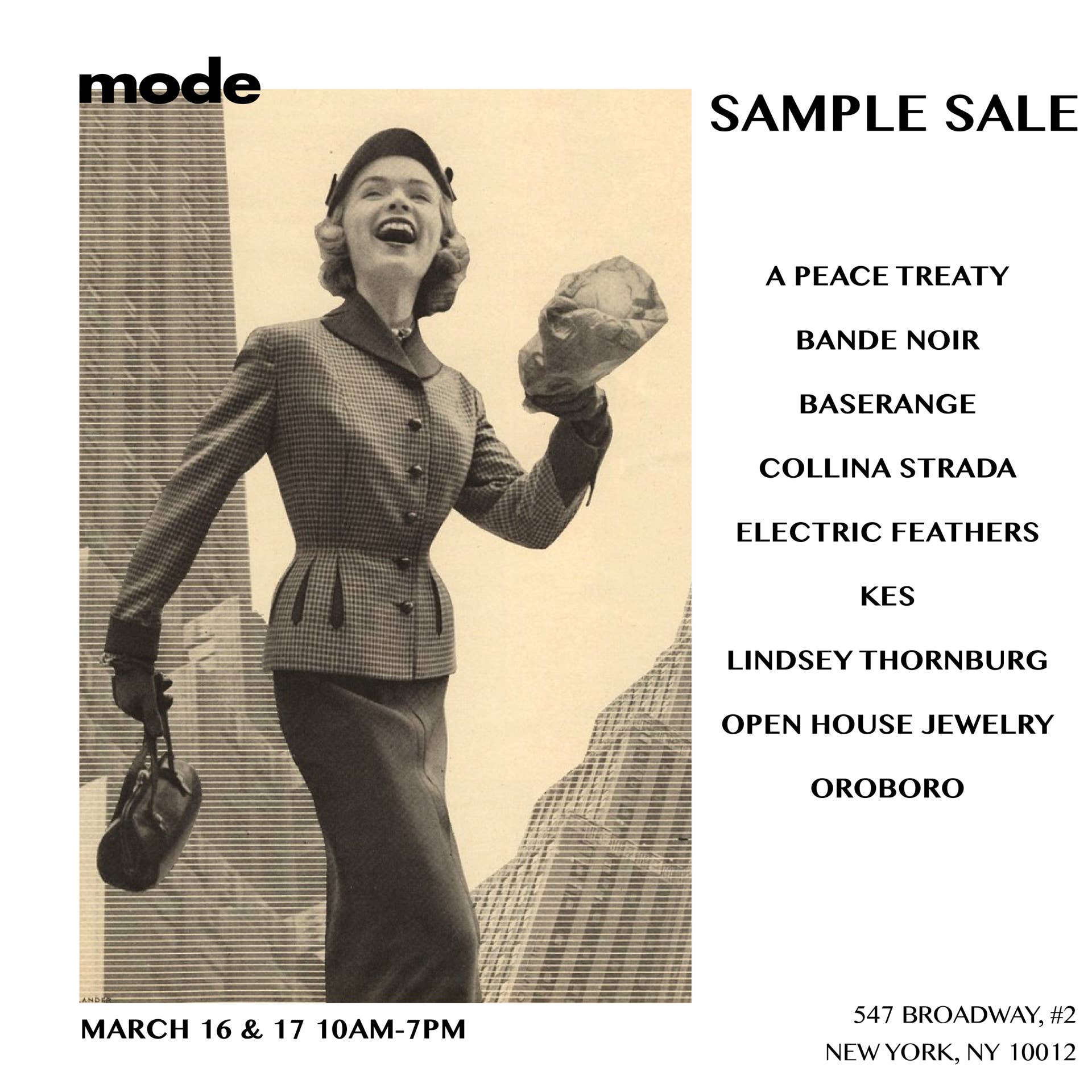 MODE PR Sample Sale – March 16 & 17 – New York, NY - Fashionista