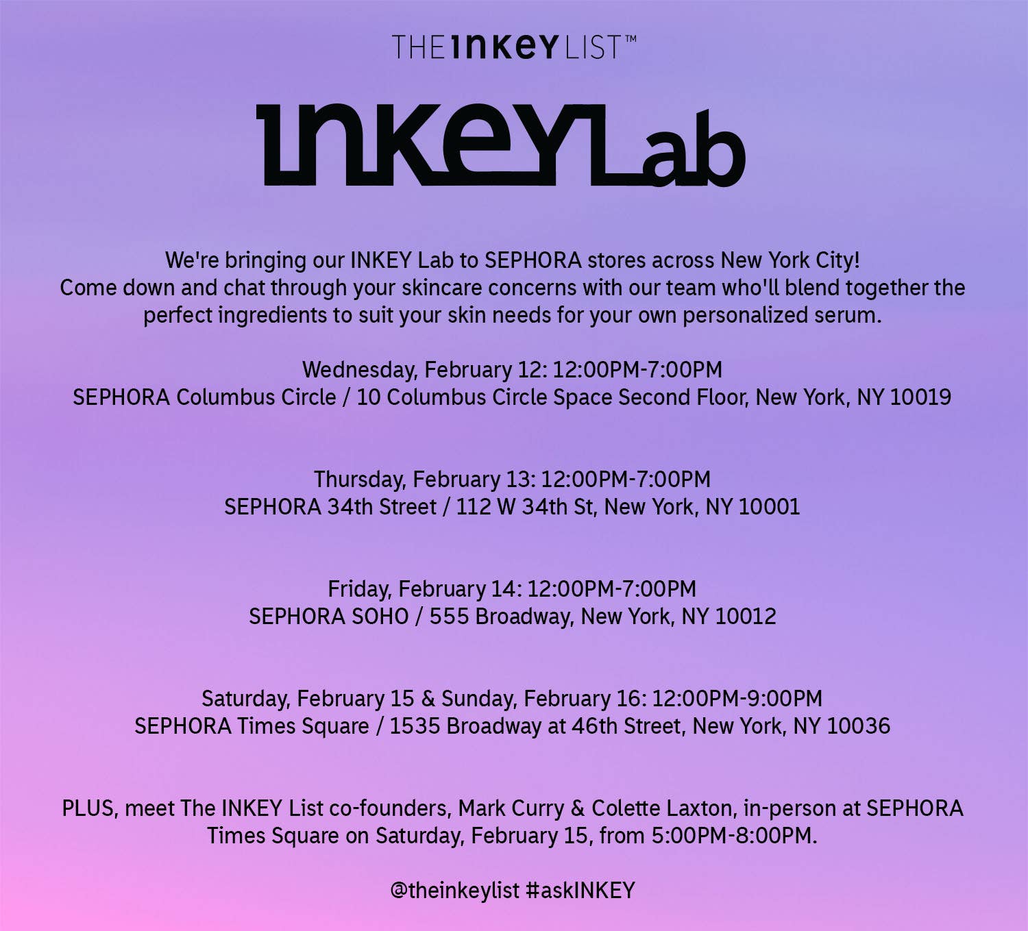Pop Inkey Inkey The INKEY List's 'INKEY Lab' Pop-Up comes to NYC SEPHORA stores, 2/12-2 ...
