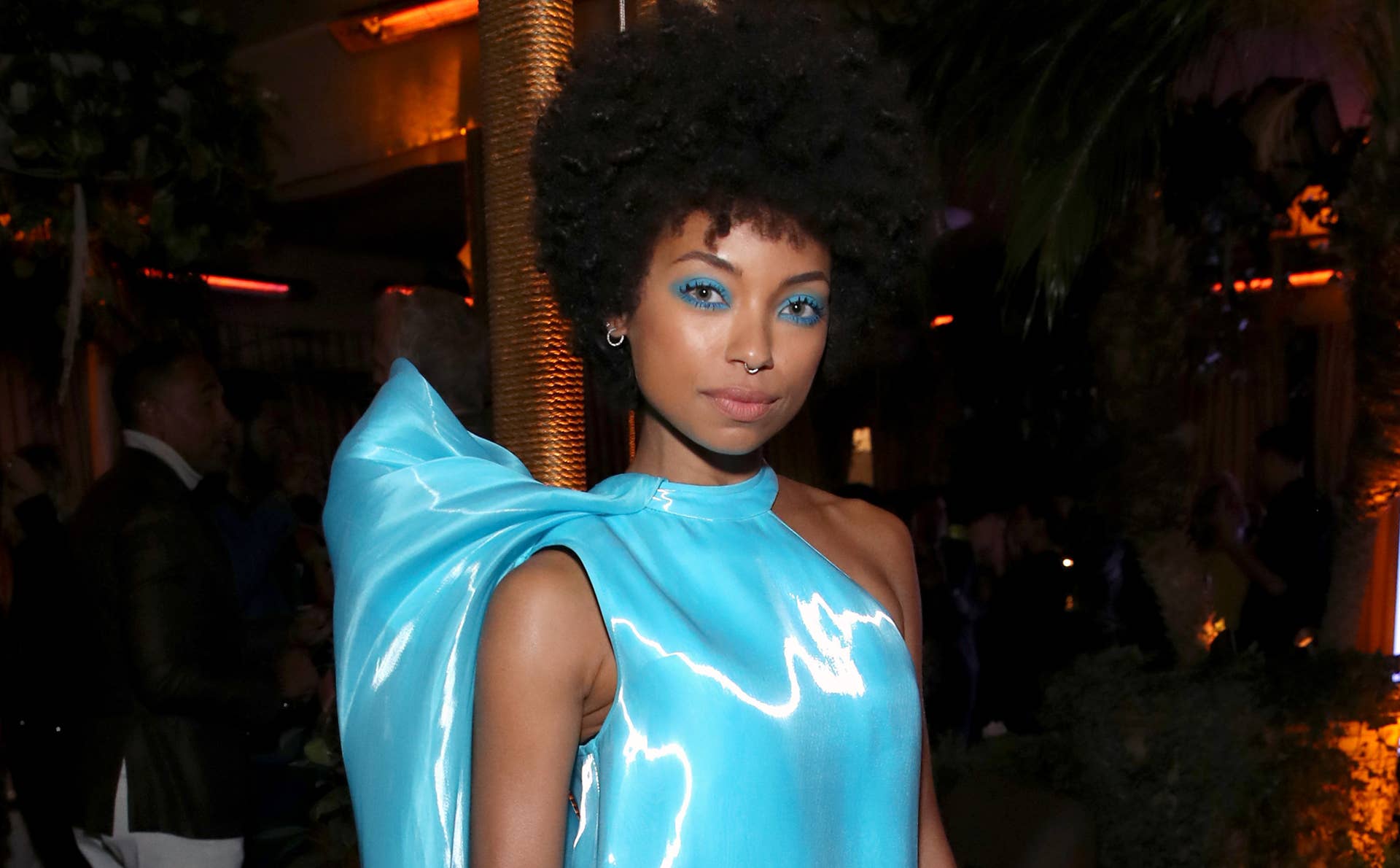 Great Outfits in Fashion History: Logan Browning in High-Sheen Halpern -  Fashionista