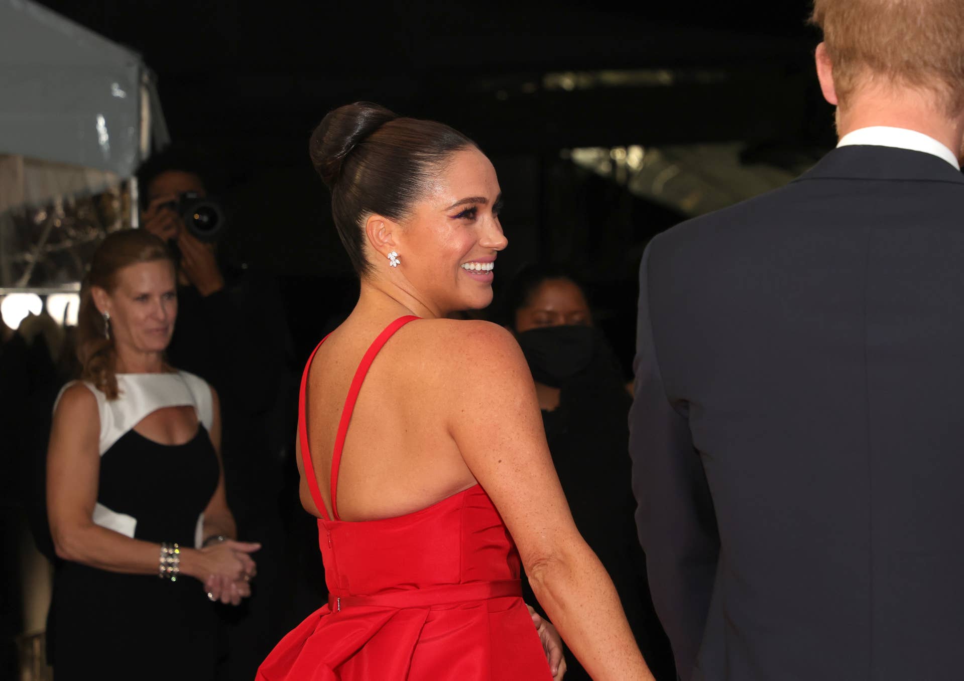 open lace back dress 2016 Today Show' Taping Meghan Markle Red Dress