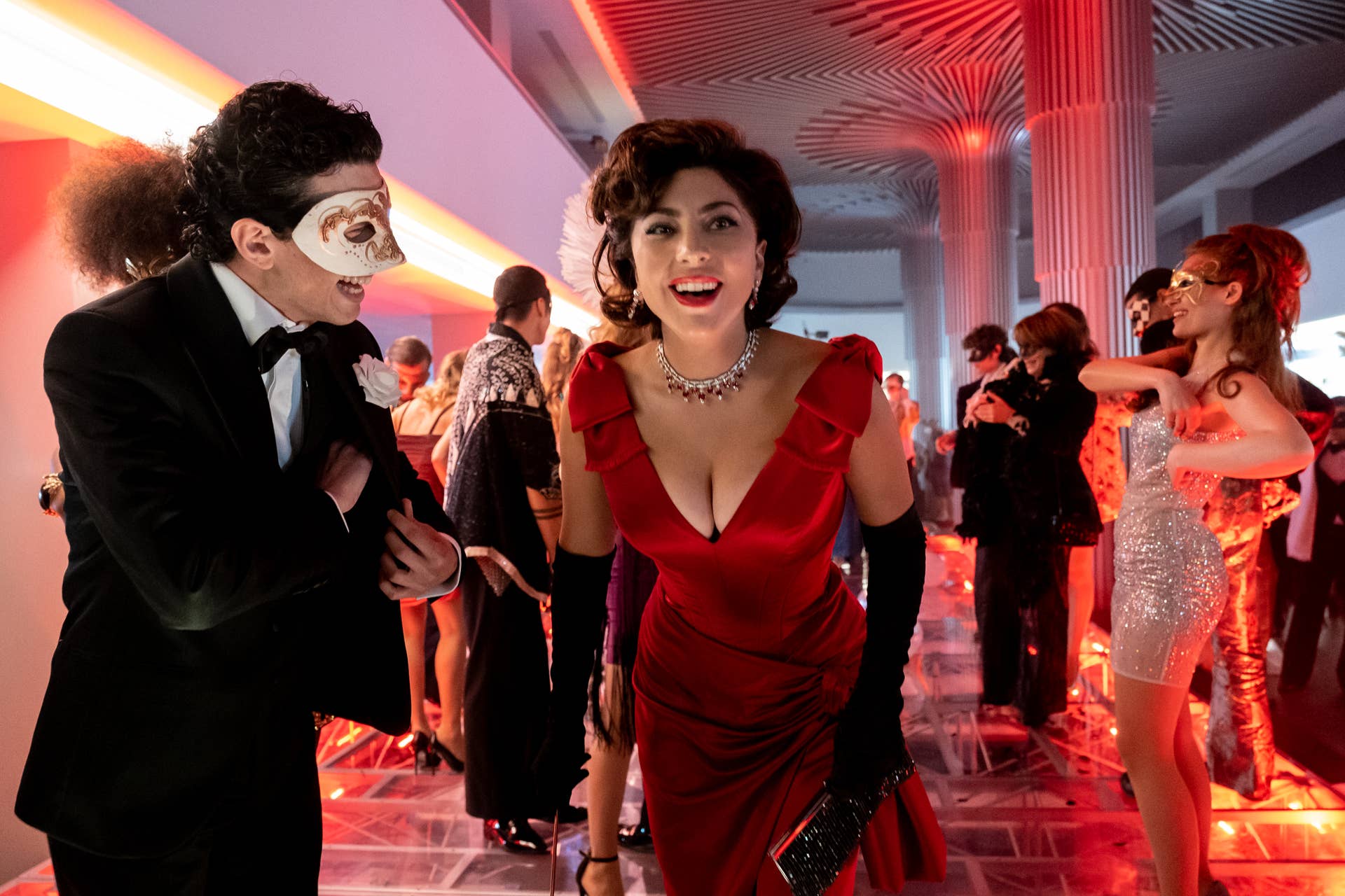 lady gaga red dress house of gucci The 'House of Gucci' Costumes Are a Lesson in Contemporary Fashion History