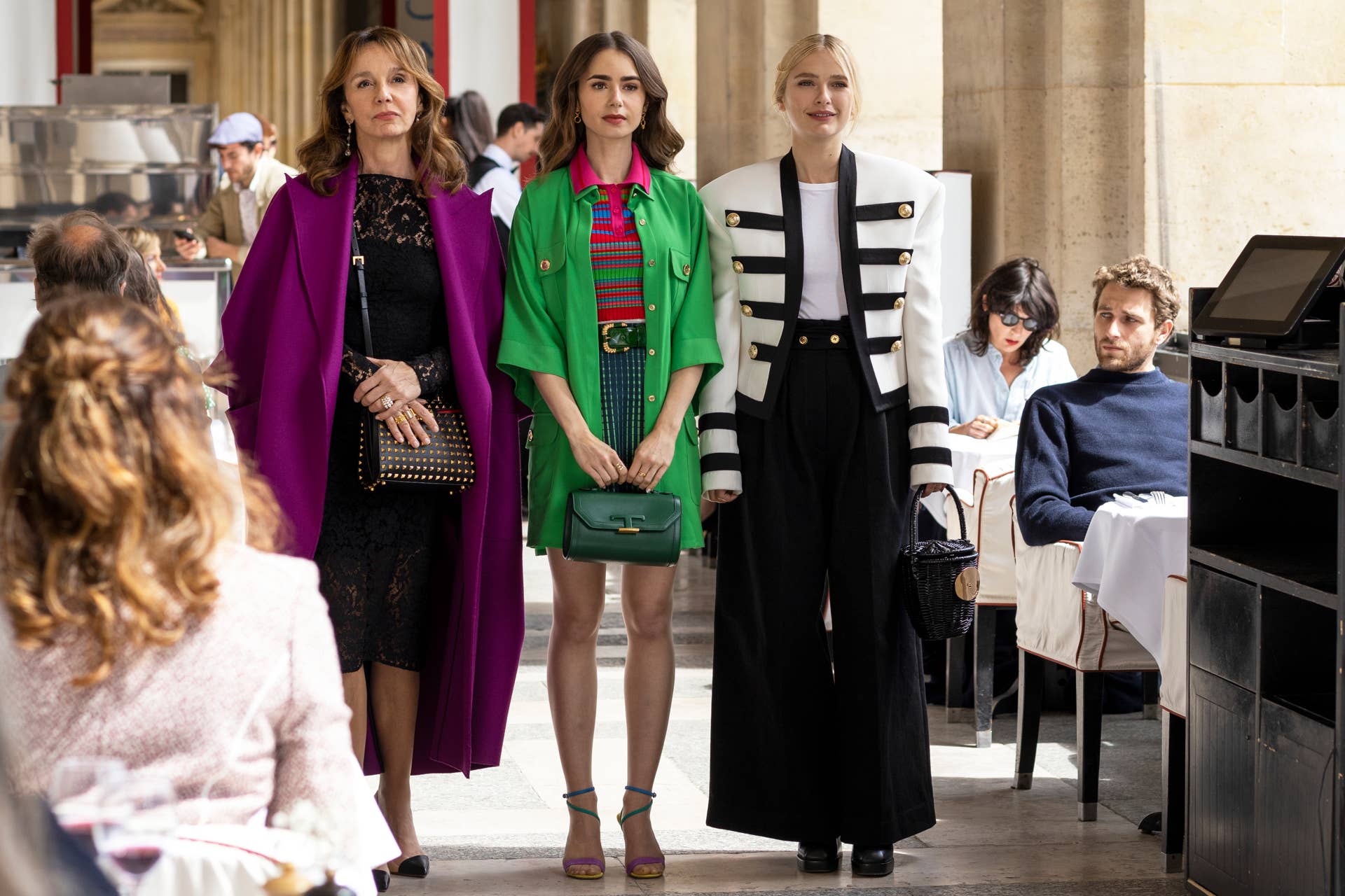 lily collins purple dress emily in paris Emily In Paris' Season 2: Updates On Filming, The Cast & More Hollywood Life