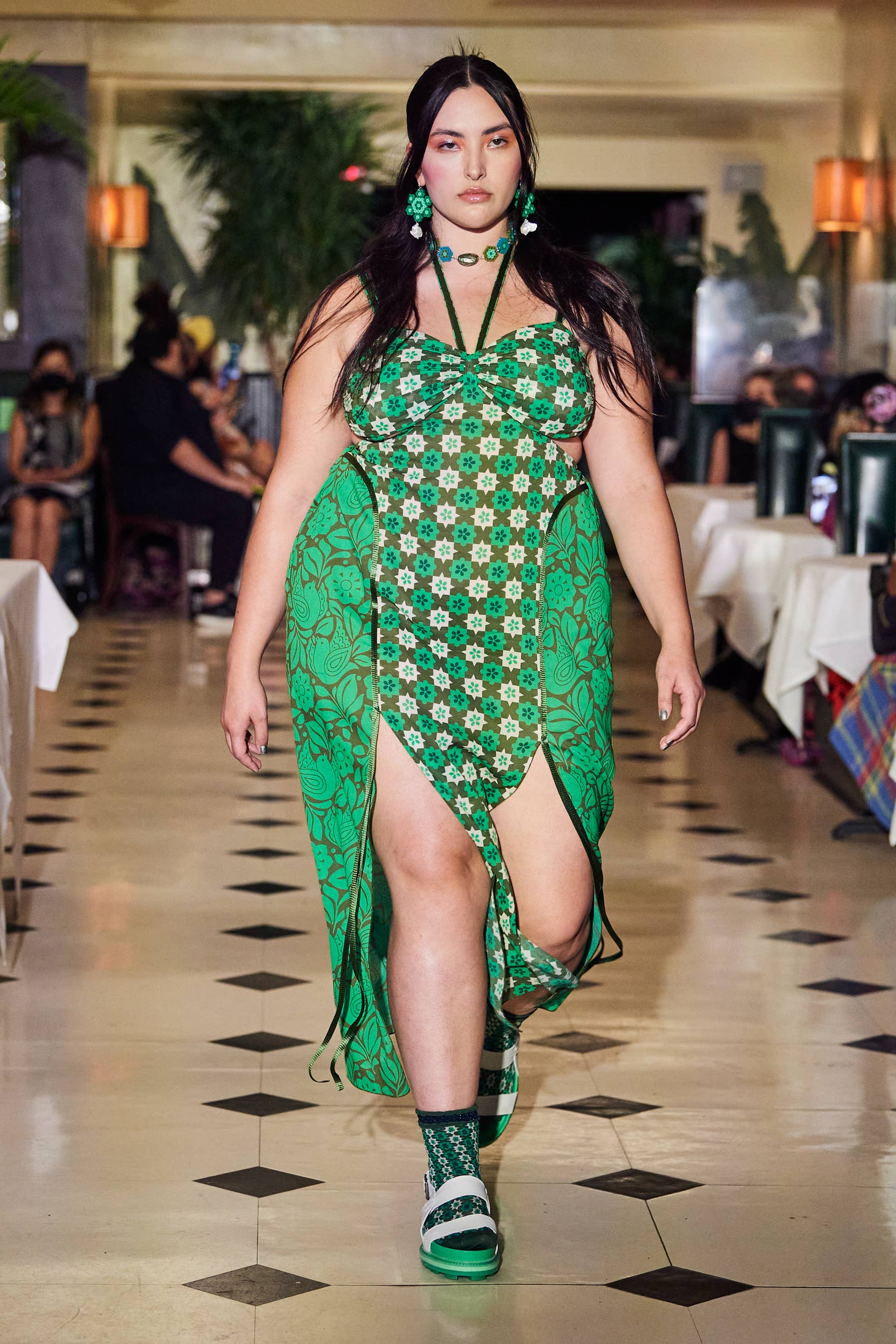 green emerald velvet dress Anna Sui 2000s Teal Handkerchief Midi Dress main image 1
