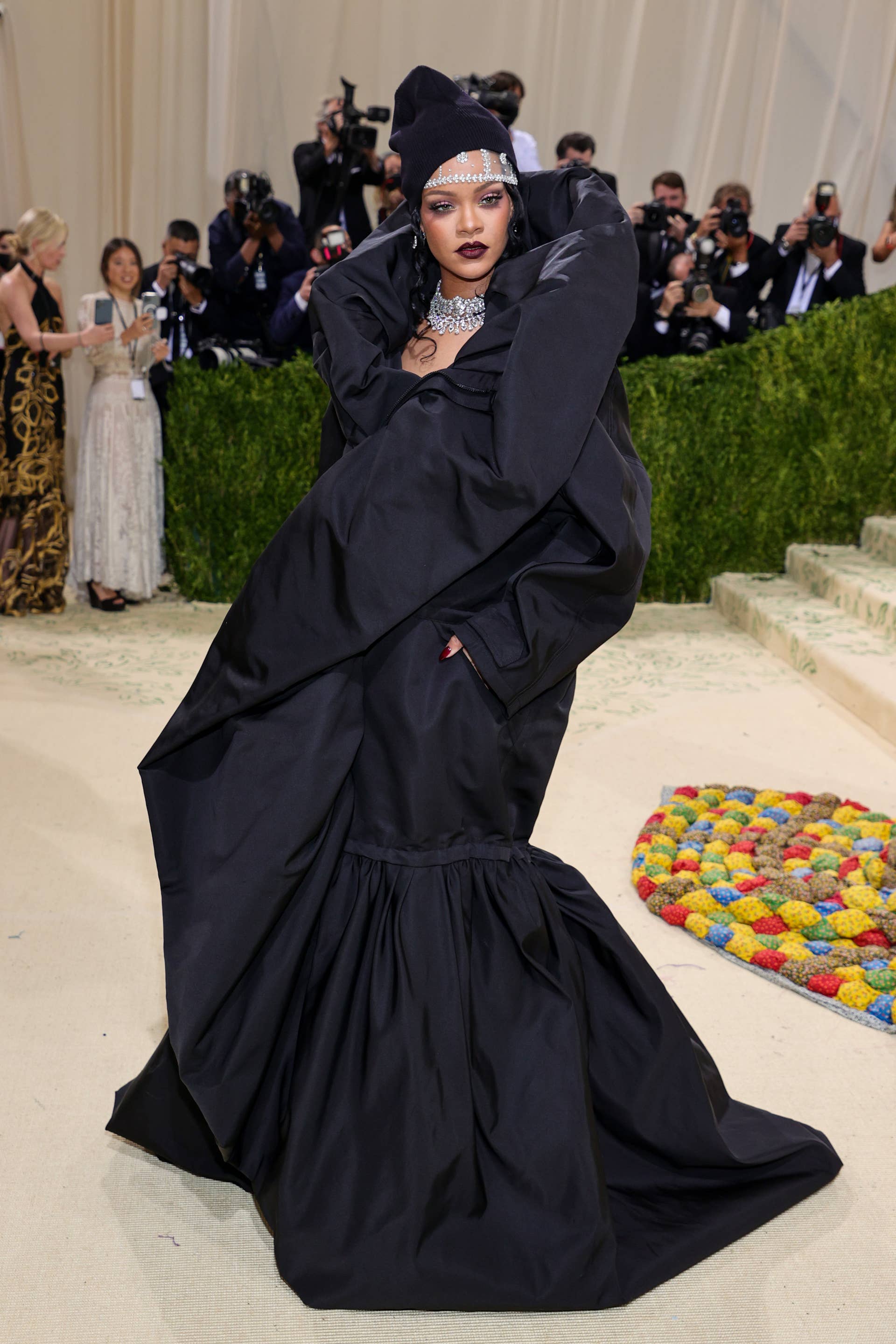 rihanna long black dress Rihanna Embraces Sweater Weather In a Knit Maxi Dress and Thigh-High Boots
