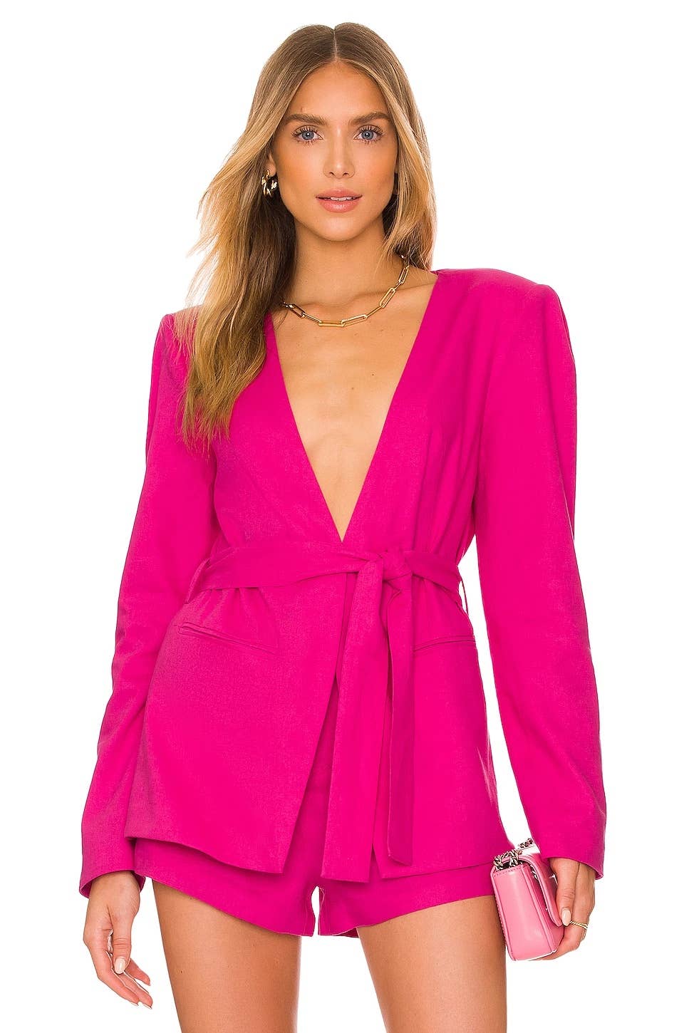 open lace back dress A LA MODE MINI BLAZER DRESS IN PINK  AKIRA