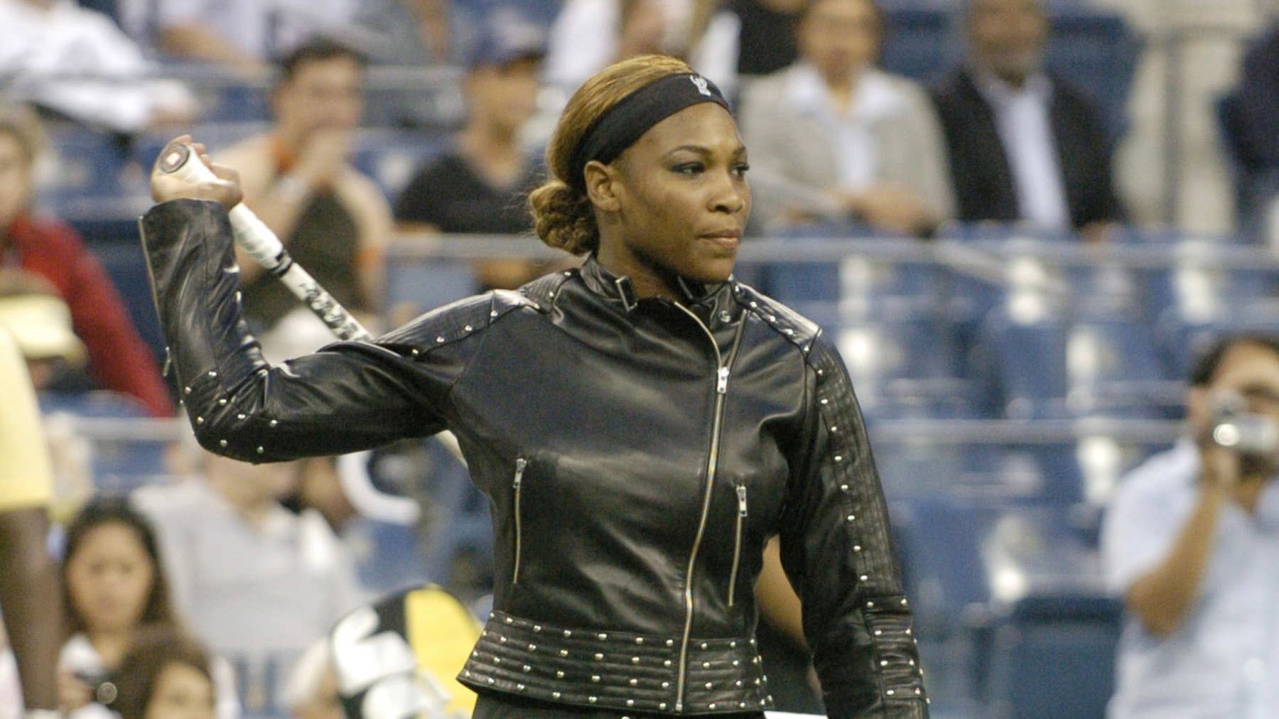 Great Outfits in Fashion History: Serena Williams in a Studded Leather Jacket at the 2004 US Open - Fashionista Great Outfits in Fashion History: Serena Williams in a Studded Leather Jacket at the 2004 US Open - Fashionista