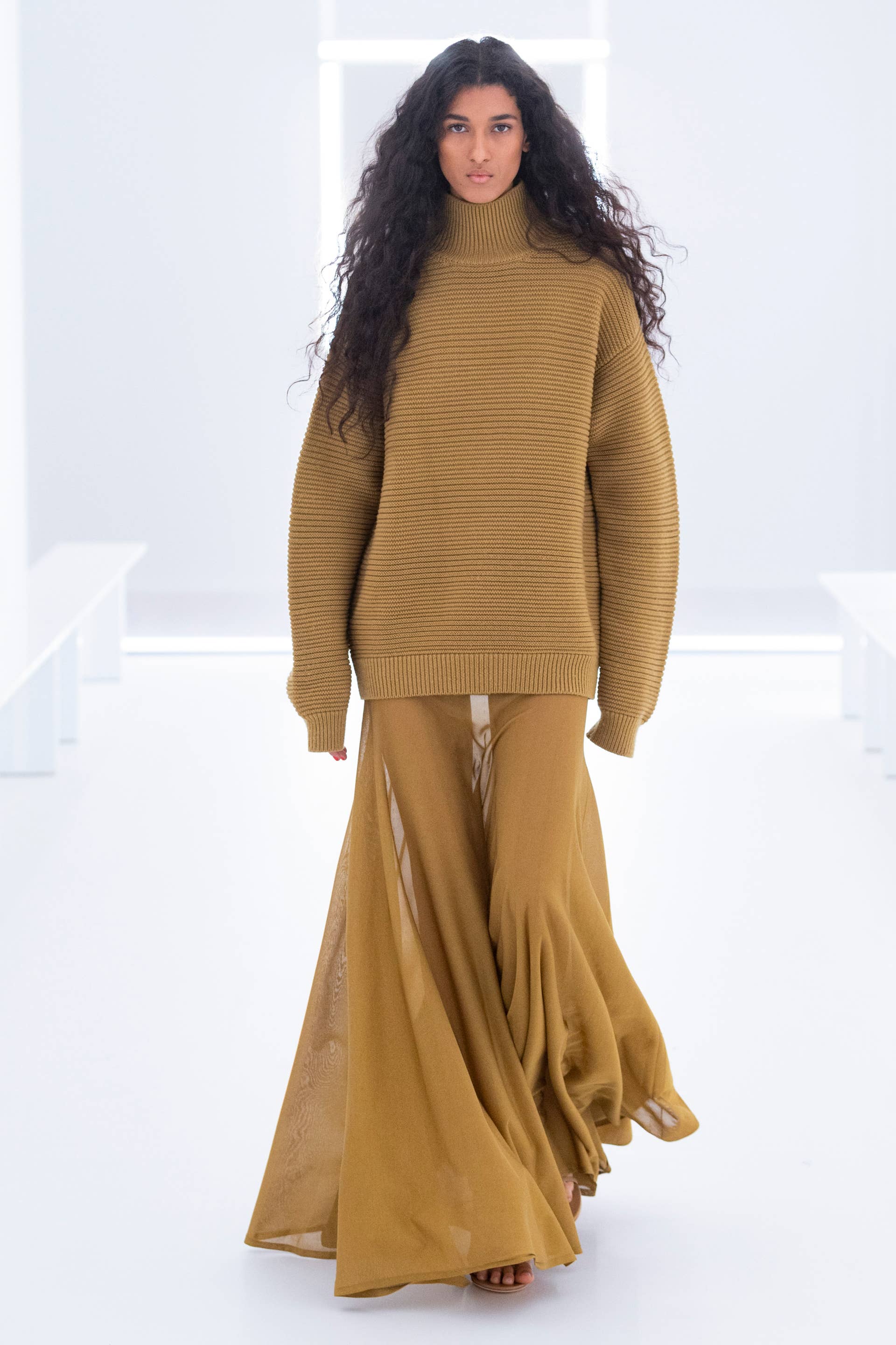 brandon maxwell brown dress Brandon Maxwell Serena Swirl Draped Midi Dress