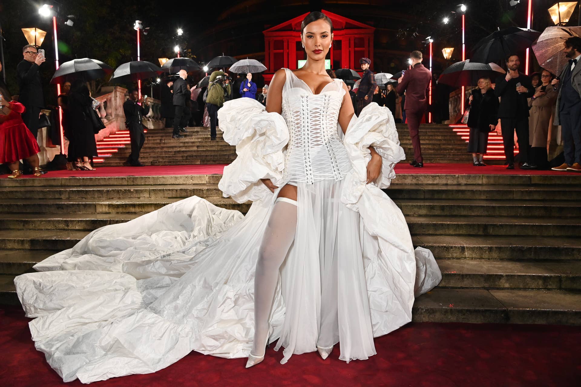 open lace back dress Jennifer Lawrence 2023 Cannes Film Festival Red Carpet Cape Long Dress main image 1