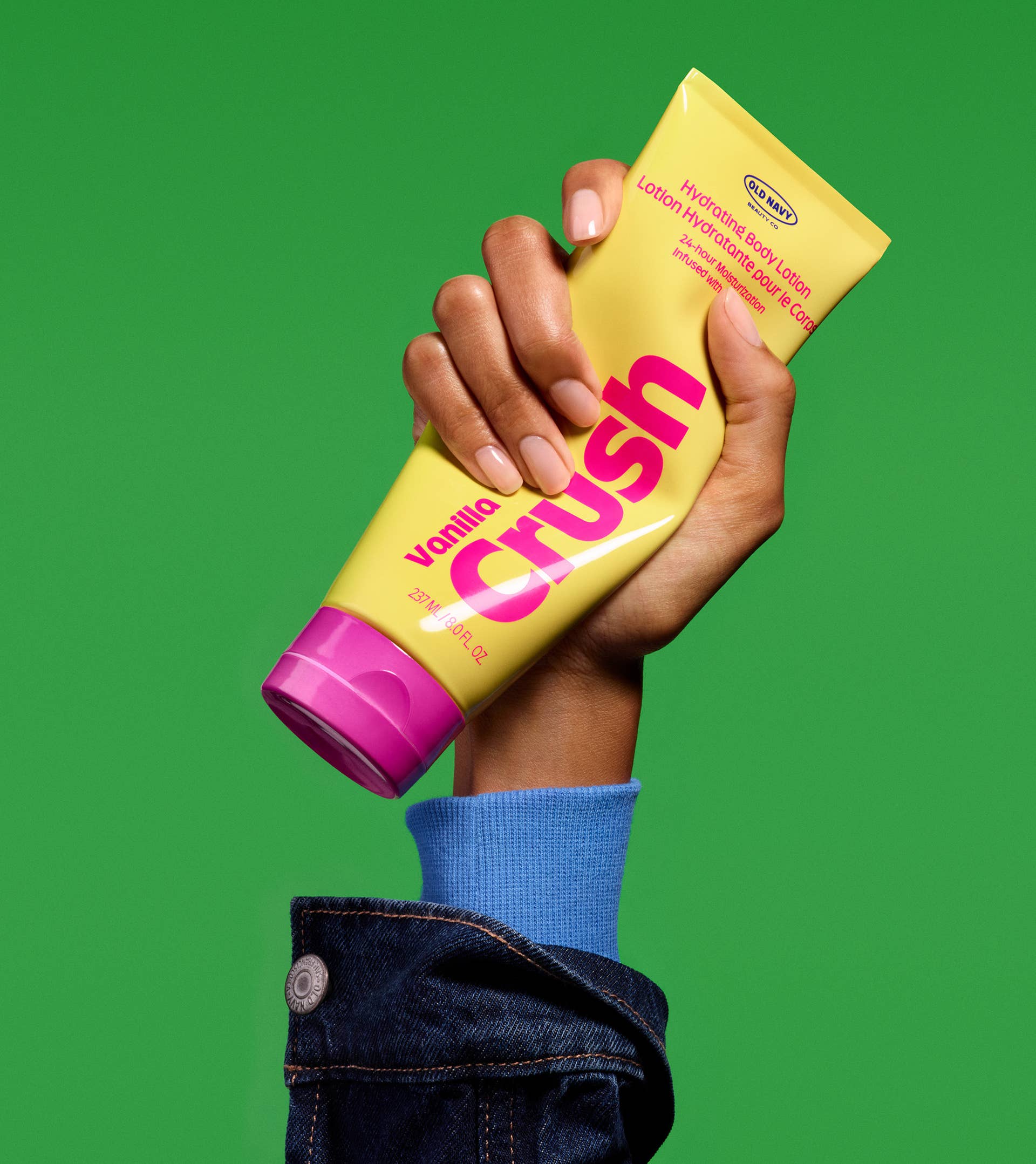Old Navy Beauty Co Vanilla Crush body lotion, pictured with visible packaging for portfolio illustration