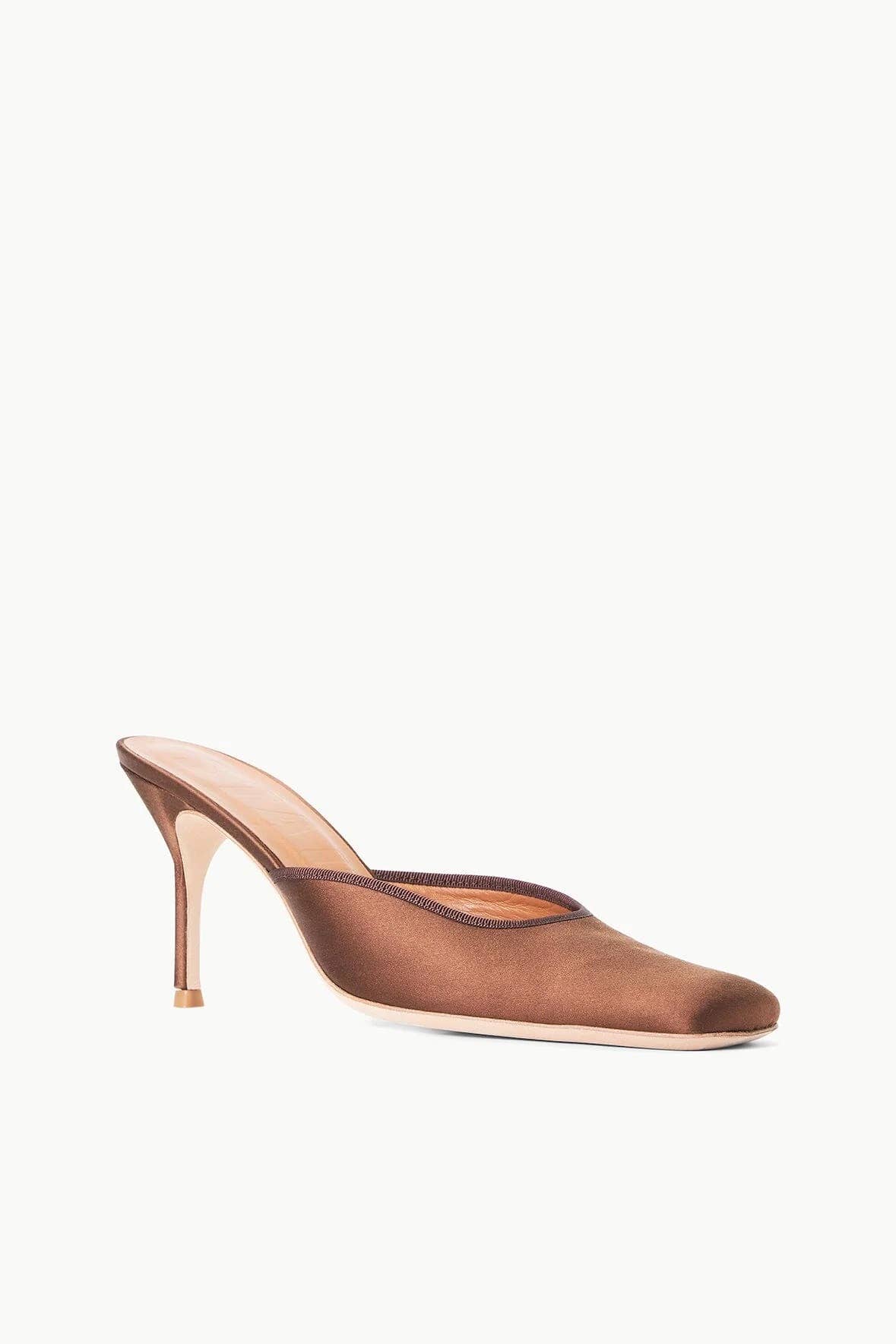 ASTAIRE MULE IN WHITE MIX BLACK CALFSKIN WITH GOLD HARDWARE
