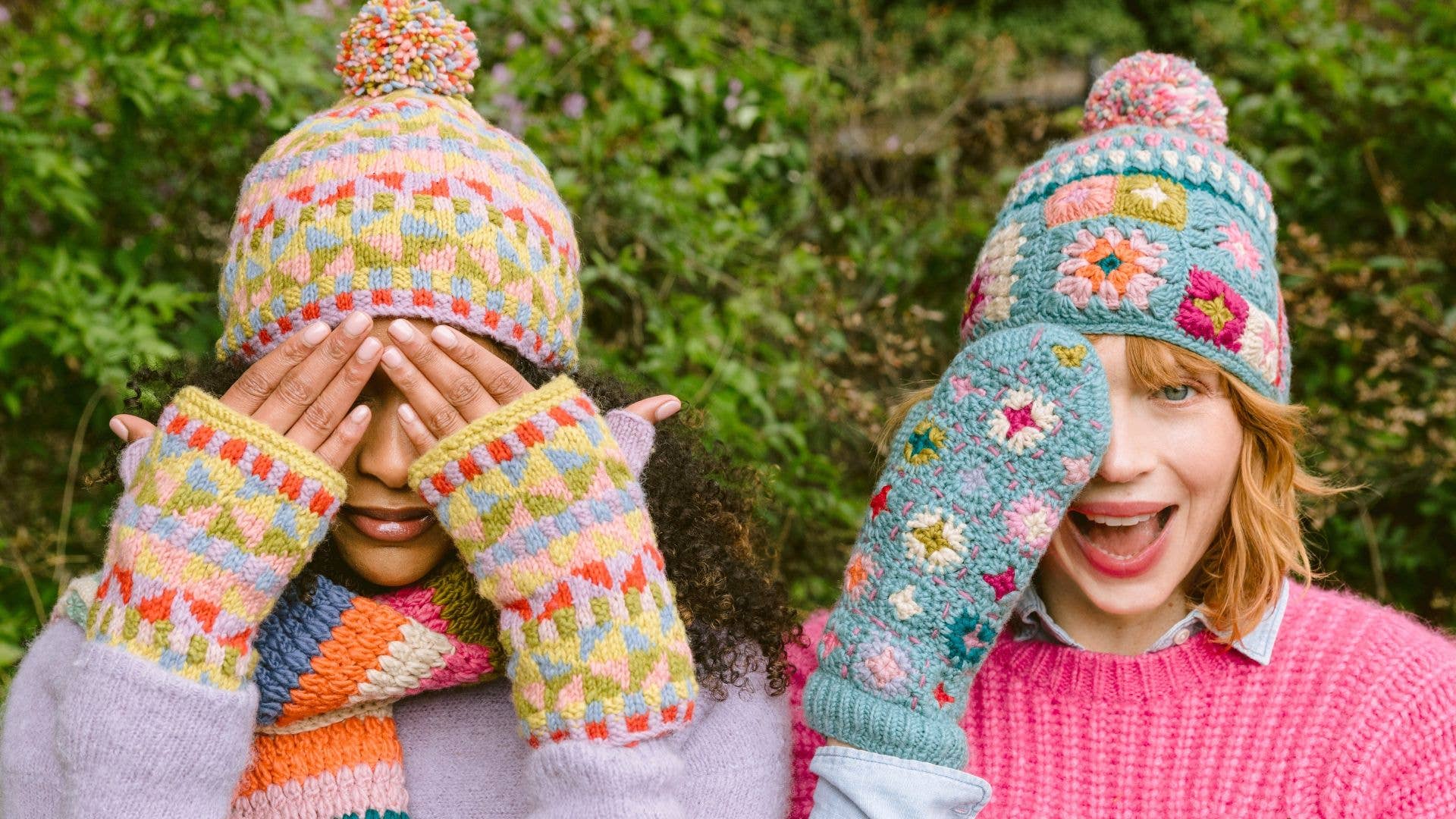 New French Knot Hand-Knit Floral Woman’s Hat and Mittens Set Tilly Hat – French Knot main image 2