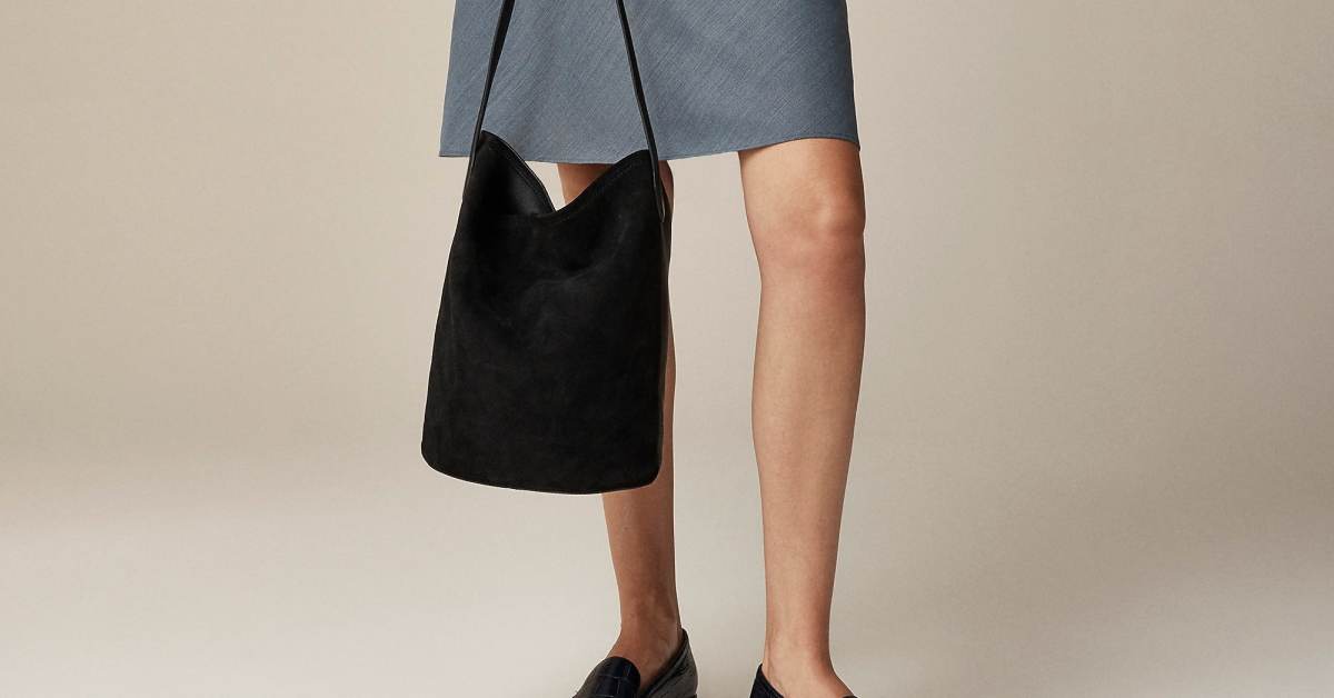 J crew black leather tote best sale