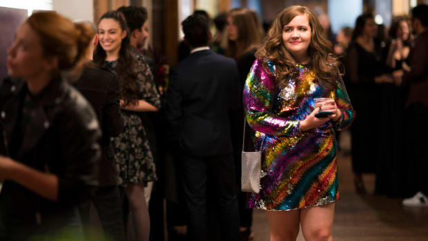 main-shrill-hulu-aidy-bryant-annie-sequin-rainbow-dress