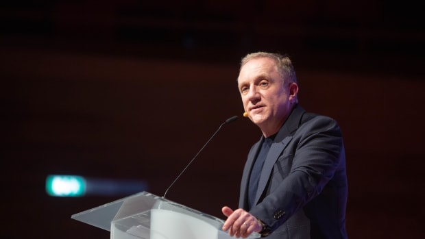 François-Henri Pinault, Chairman and CEO, Kering speaks on stage during Day One the Copenhagen Fashion Summit 2019