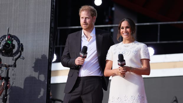 Prince Harry, Duke of Sussex and Meghan, Duchess of Sussex speak onstage during Global Citizen Live