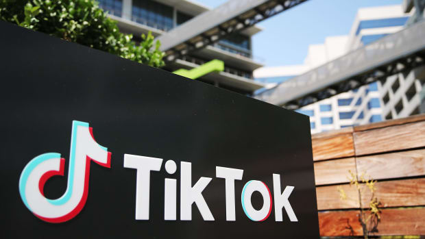 The TikTok logo is displayed outside a TikTok office on August 27, 2020 in Culver City, California