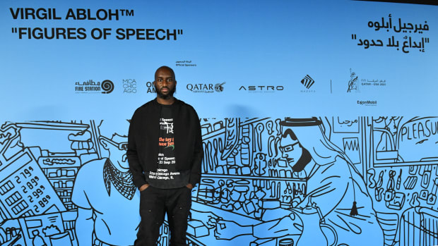 Virgil Abloh attends the opening of his exhibition “Figures of Speech” on November 4, 2021 at the Fire Station in Doha, Qatar