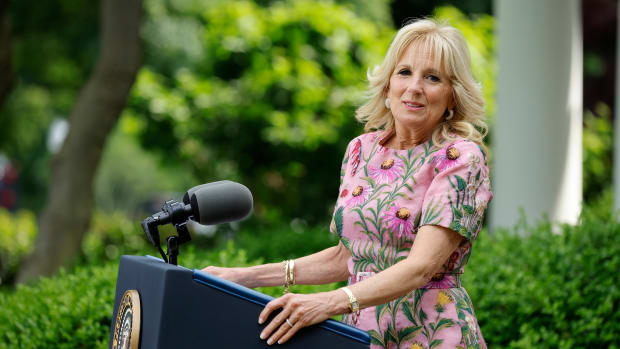 Jill Biden delivers remarks during a reception to celebrate Asian American, Native Hawaiian and Pacific Islander Heritage Month in the Rose Garden of the White House on May 17, 2022 in Washington, DC. 