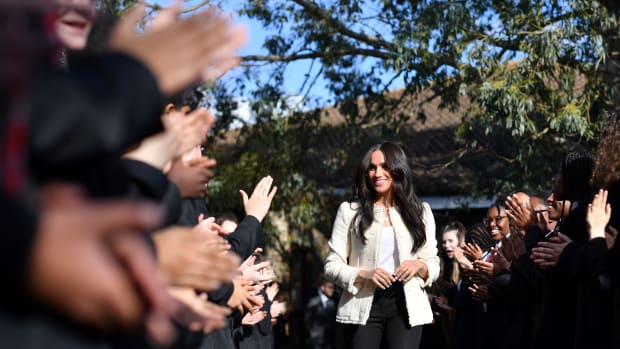 eghan, Duchess of Sussex visits the the Robert Clack Upper School in Dagenham to attend a special assembly ahead of International Women’s Da