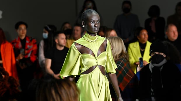  A model walks the runway for Prabal Gurung during 2022 New York Fashion Week The Shows on February 16, 2022 in New York City