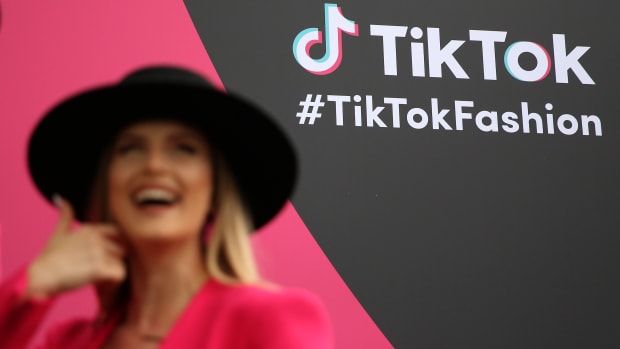 The logo of the short-form video hosting service TikTok is seen at the event "The Future of Fashion" on July 06, 2022 in Berlin, Germany. The theme of the evening was "How Will You Dress 10 Years From Now?"