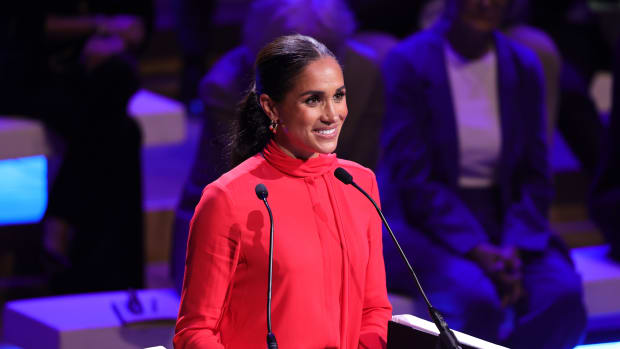 Meghan, Duchess of Sussex makes the keynote speech during the Opening Ceremony of the One Young World Summit 2022 