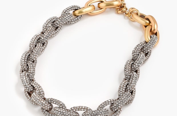 jcrew pave crystal link necklace