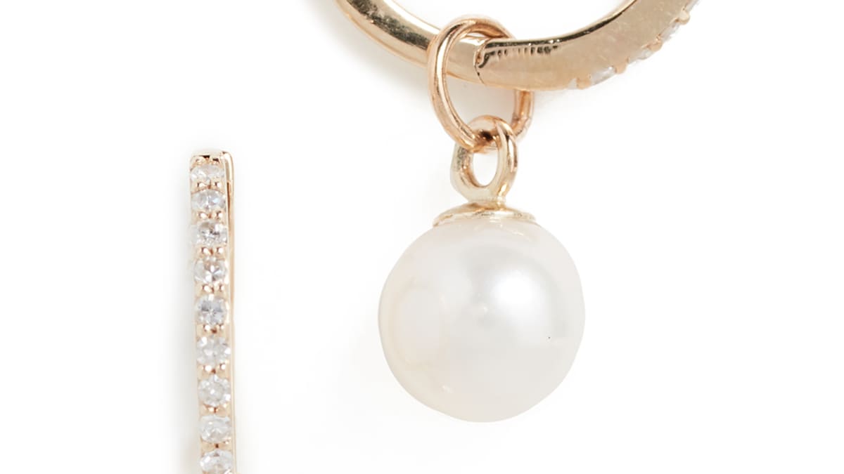 Mateo Huggie Pearl Drop Earrings  Rent Mateo jewelry for $55/month