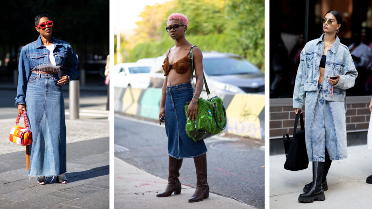 The Street Style Crowd Embraced Long Denim Skirts on Day 1 of New York Fashion Week