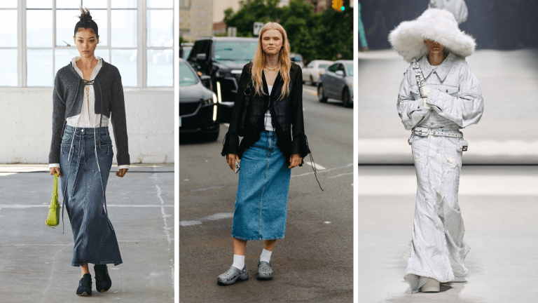 10 Chic and Stylish Maxi Denim Skirt Outfit Ideas | A line denim skirt, Denim  skirt outfits, Denim skirt fashion