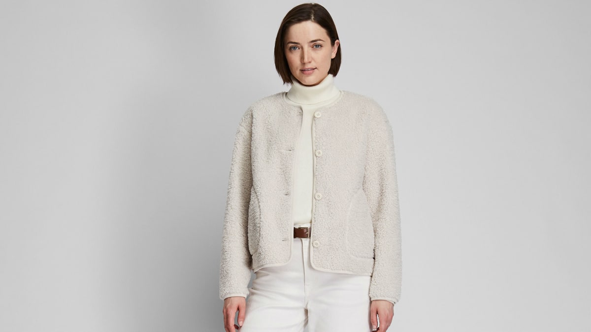 Pile lined fleece cardigan store