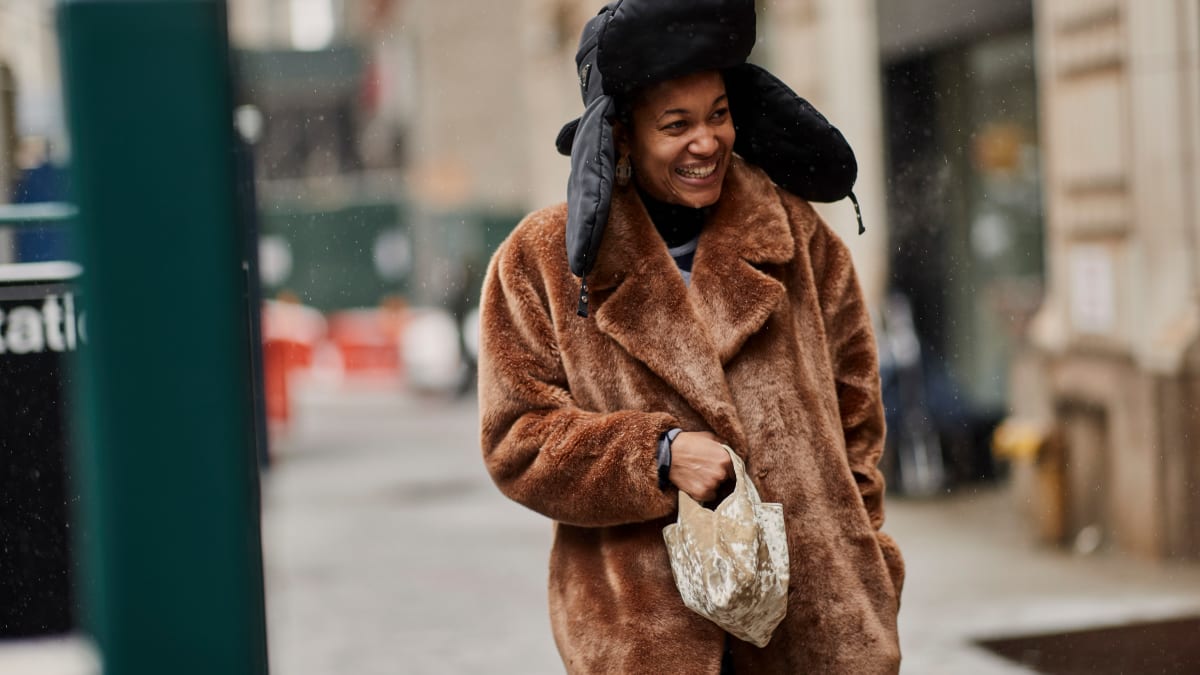 Brown fur hotsell jacket with hood