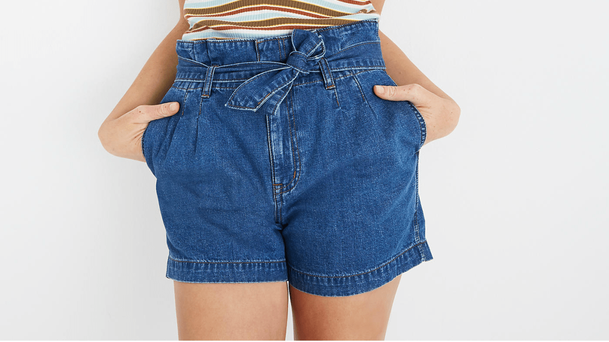 Paperbag jean shorts top